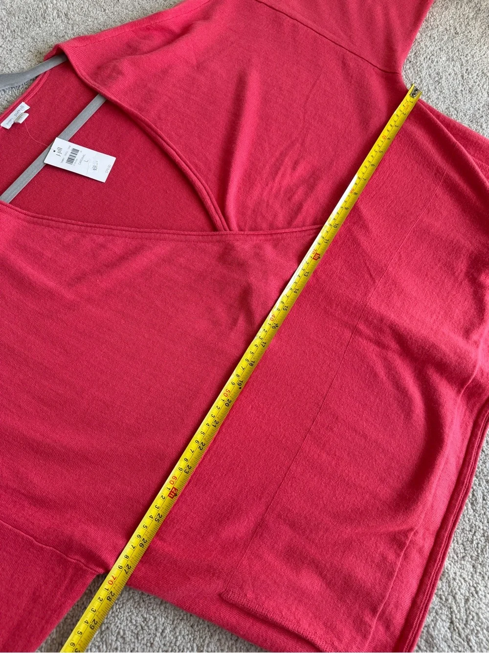 NWT J.Jill Pure Jill Cotton Cashmere Blend Surplice Dolman Sweater Red L